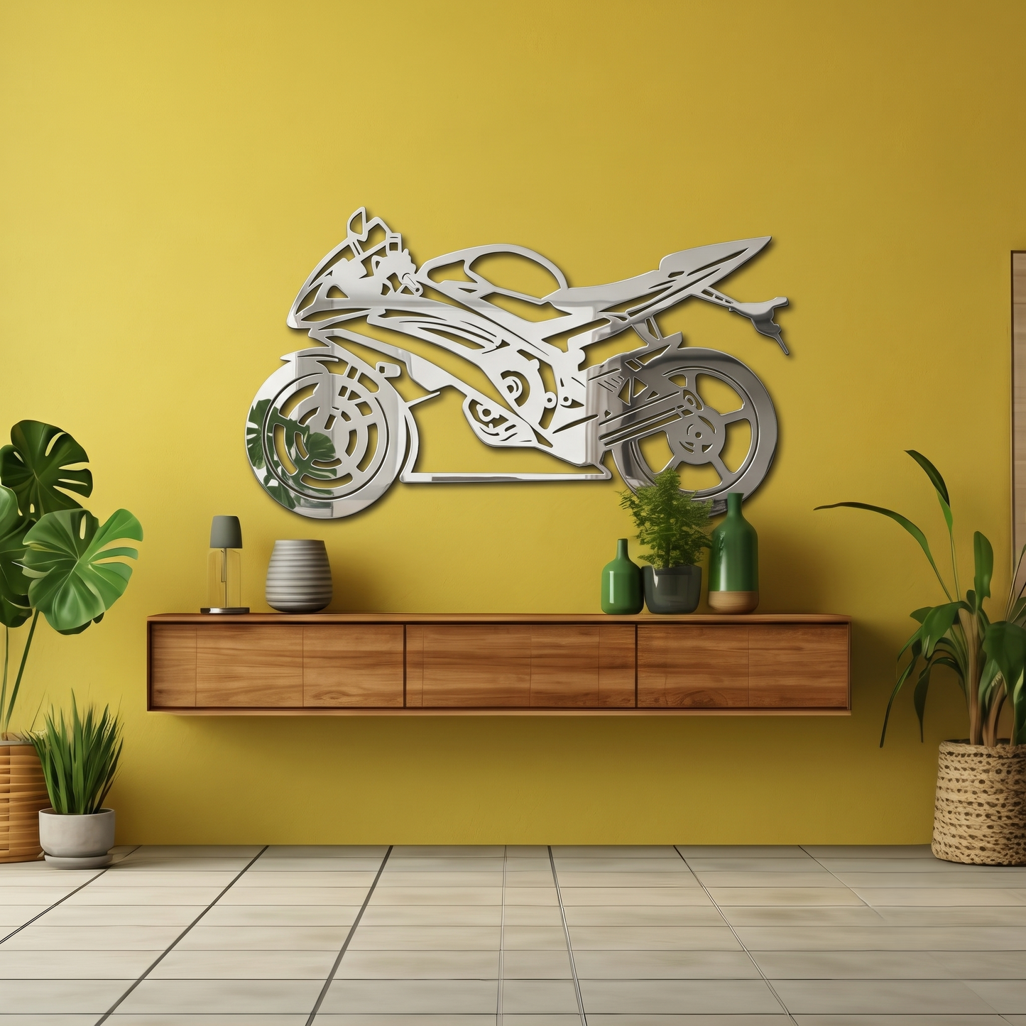 Sleek Yamaha YZF-R6 Sportbike Metal Wall Art