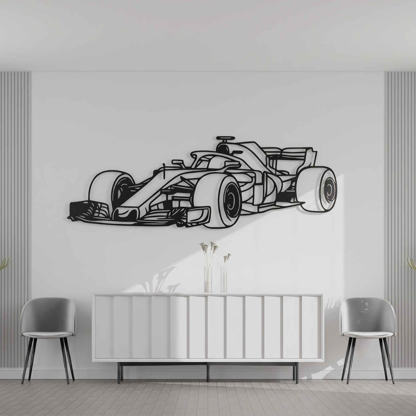 Sleek Formula 1 Race Car Metal Wall Art