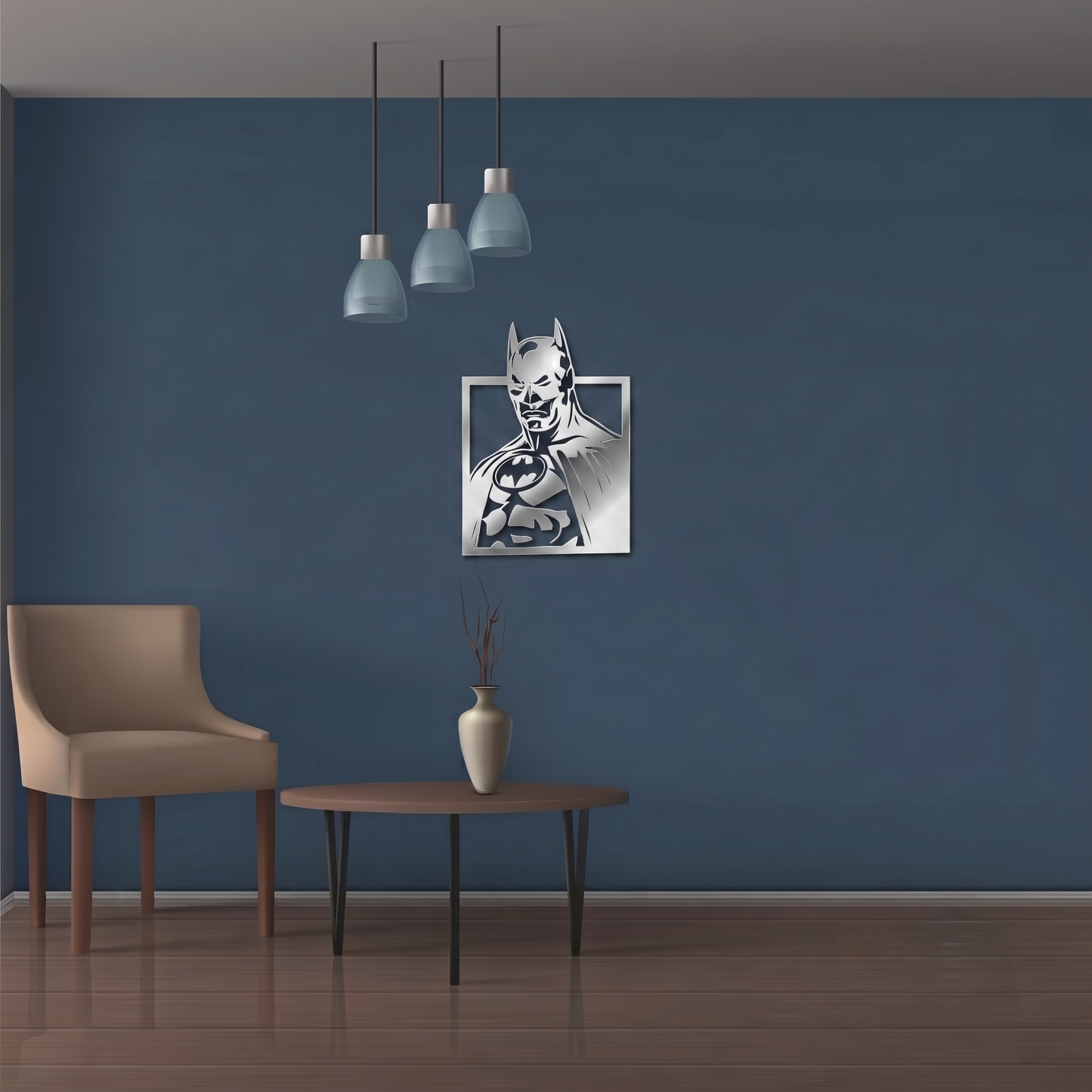 Batman Superhero Metal Wall Art - Modern Comic Silhouette Home Decor for Game Room & Bedroom