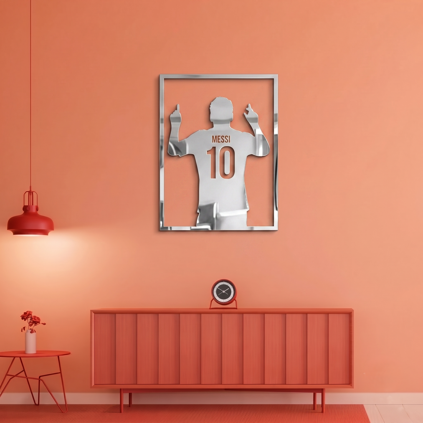 Lionel Messi 10 Silhouette Metal Wall Art - Modern Soccer Fan Decor for Game Room & Bedroom