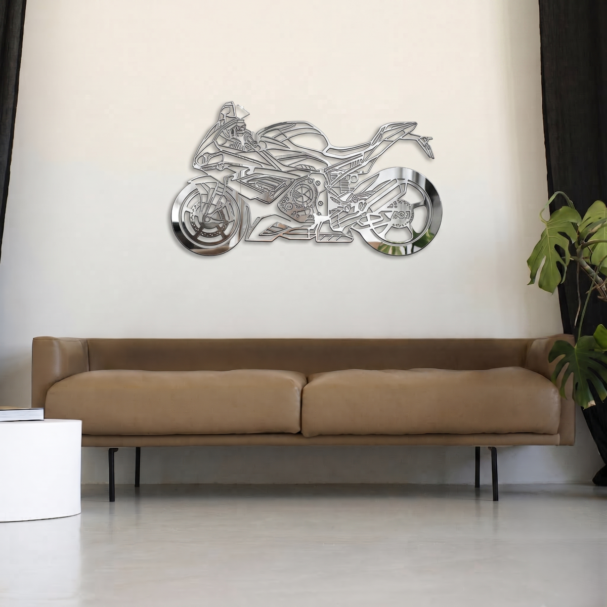 Superbike Motorcycle Metal Wall Art - Modern Sports Bike Silhouette Decor