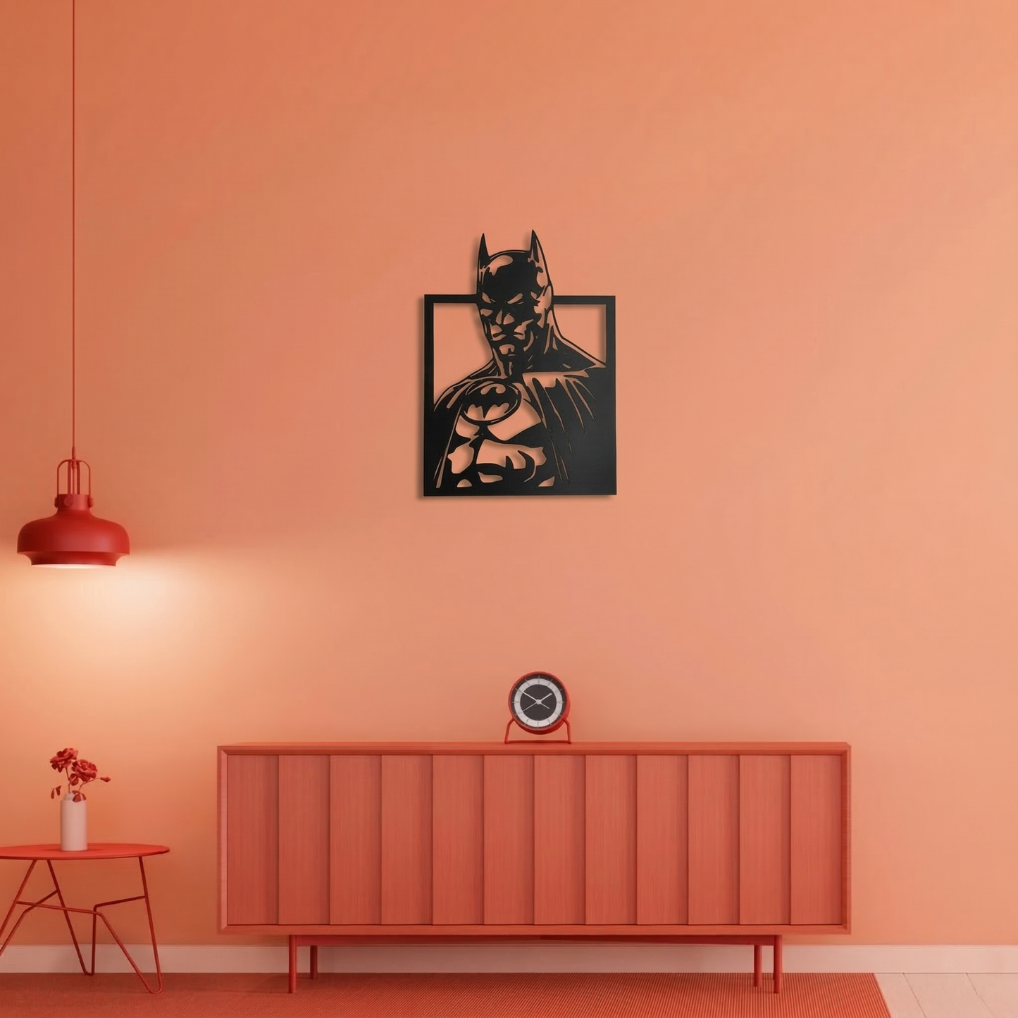 Batman Superhero Metal Wall Art - Modern Comic Silhouette Home Decor for Game Room & Bedroom