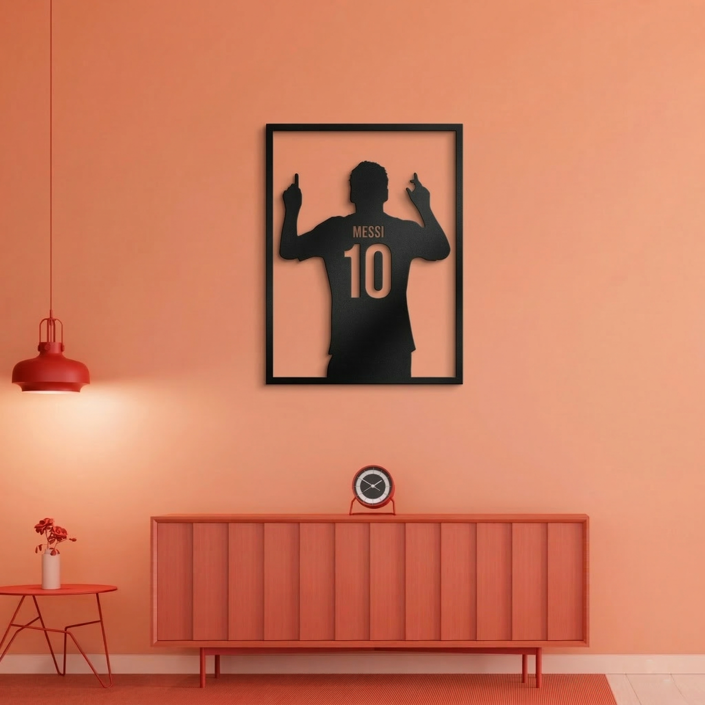 Lionel Messi 10 Silhouette Metal Wall Art - Modern Soccer Fan Decor for Game Room & Bedroom