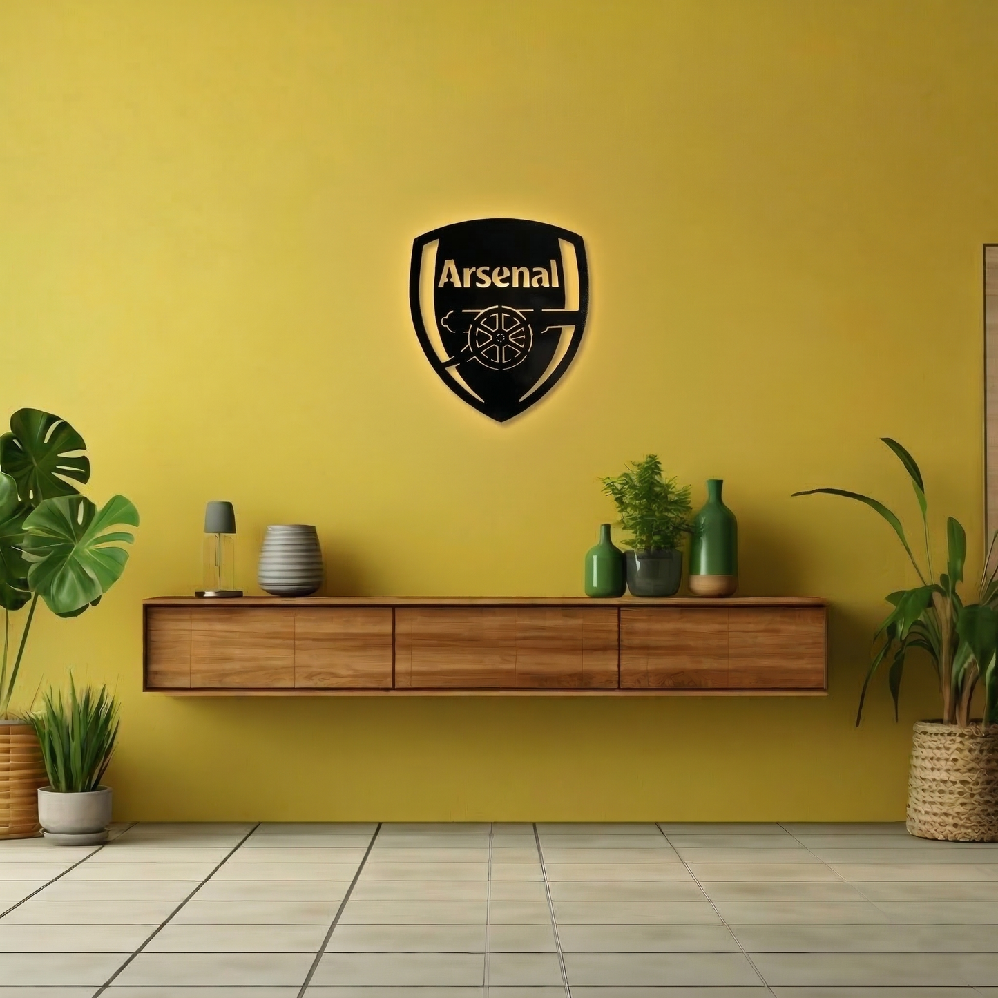 Arsenal FC Crest Metal Wall Art - Modern Soccer Club Logo Decor for Game Room & Office