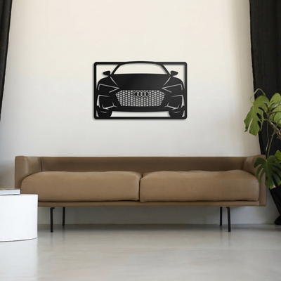 Audi Front View Metal Wall Art - Modern Sports Car Silhouette Decor