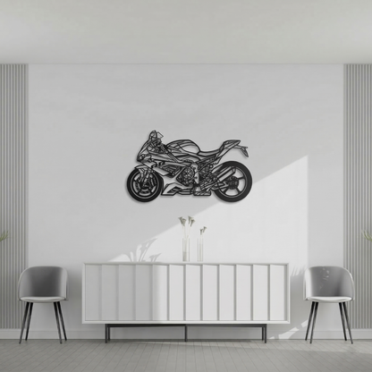 Superbike Motorcycle Metal Wall Art - Modern Sports Bike Silhouette Decor