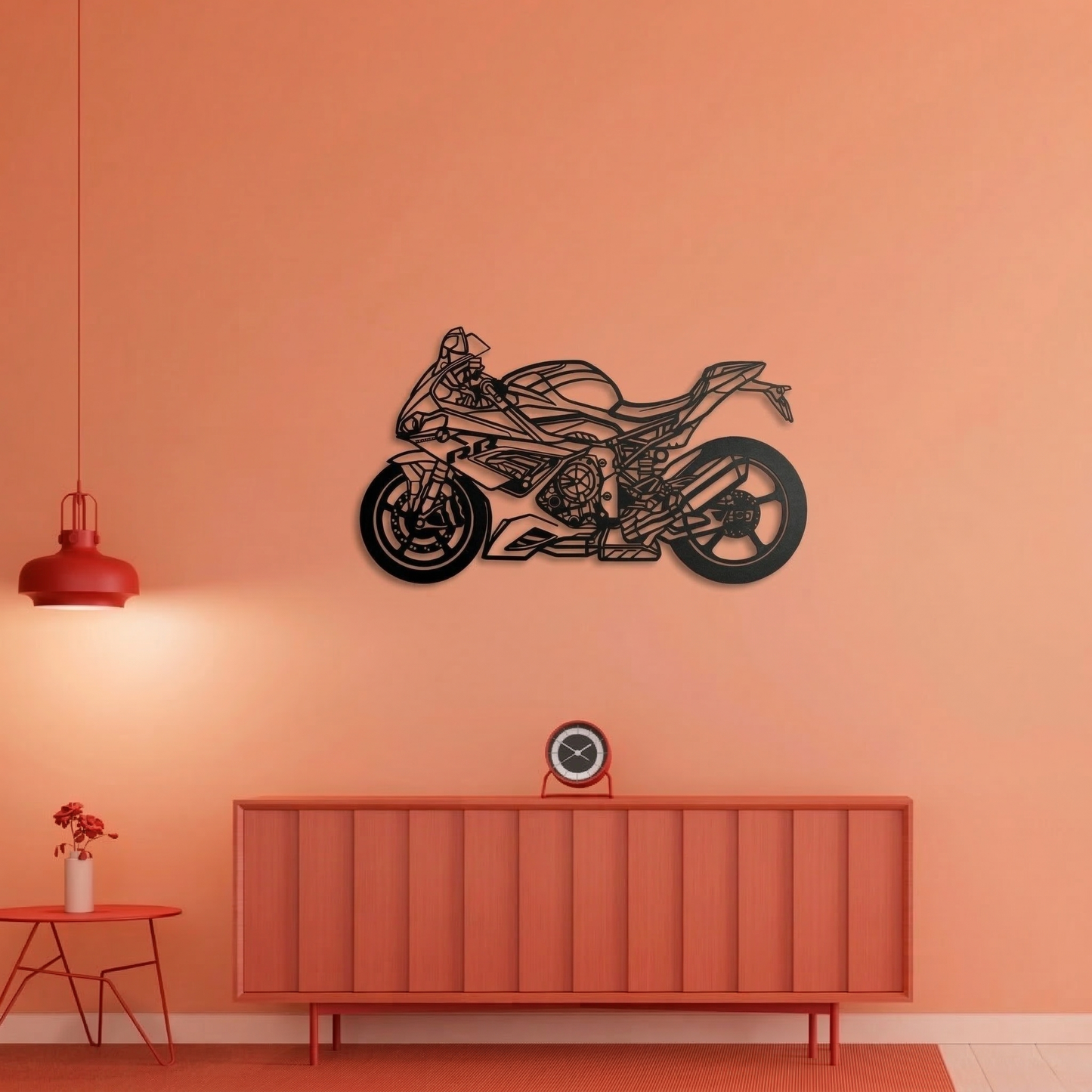 Superbike Motorcycle Metal Wall Art - Modern Sports Bike Silhouette Decor