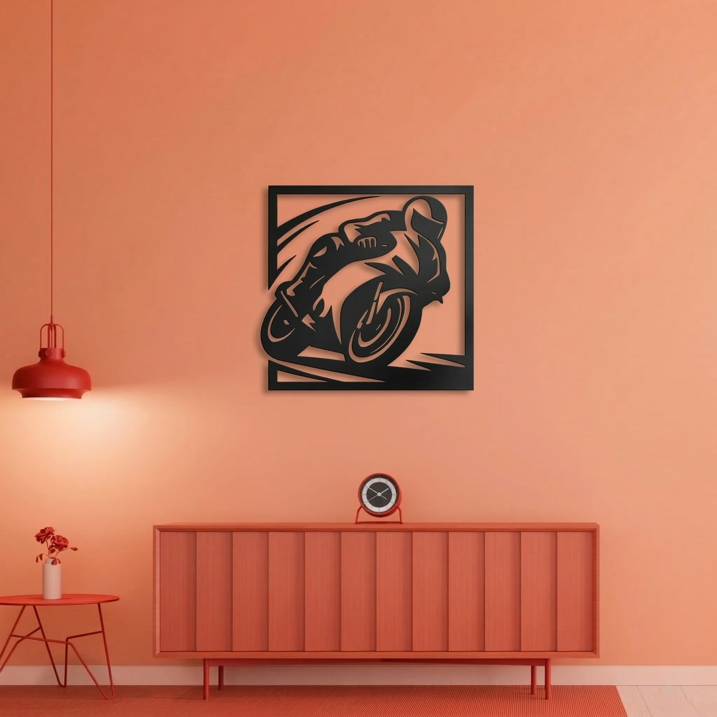 Sportbike Motorcycle Racing Metal Wall Art - Modern Motorbike Silhouette Decor for Garage & Man Cave