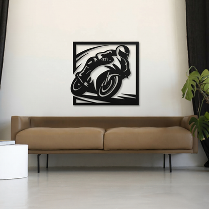Sportbike Motorcycle Racing Metal Wall Art - Modern Motorbike Silhouette Decor for Garage & Man Cave