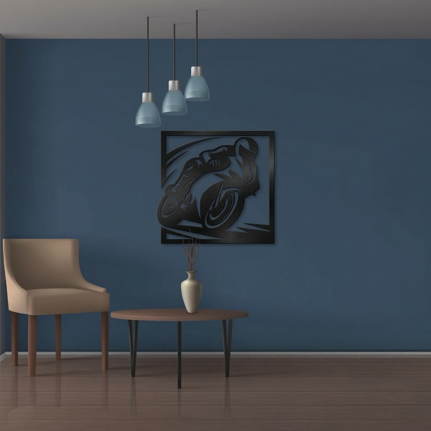 Sportbike Motorcycle Racing Metal Wall Art - Modern Motorbike Silhouette Decor for Garage & Man Cave