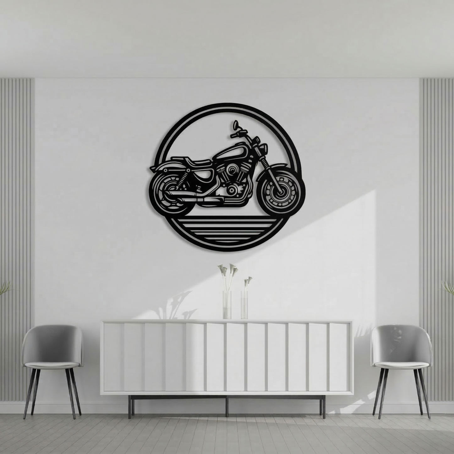 Classic Cruiser Motorcycle Metal Wall Art - Retro Motorbike Silhouette Decor for Garage & Man Cave