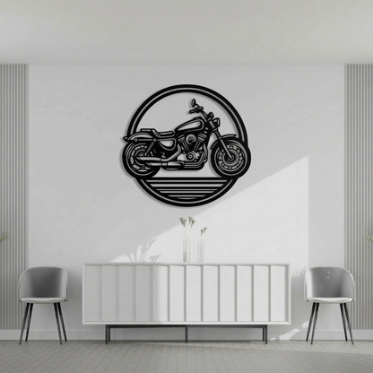 Classic Cruiser Motorcycle Metal Wall Art - Retro Motorbike Silhouette Decor for Garage & Man Cave
