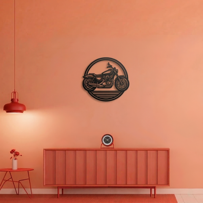 Classic Cruiser Motorcycle Metal Wall Art - Retro Motorbike Silhouette Decor for Garage & Man Cave