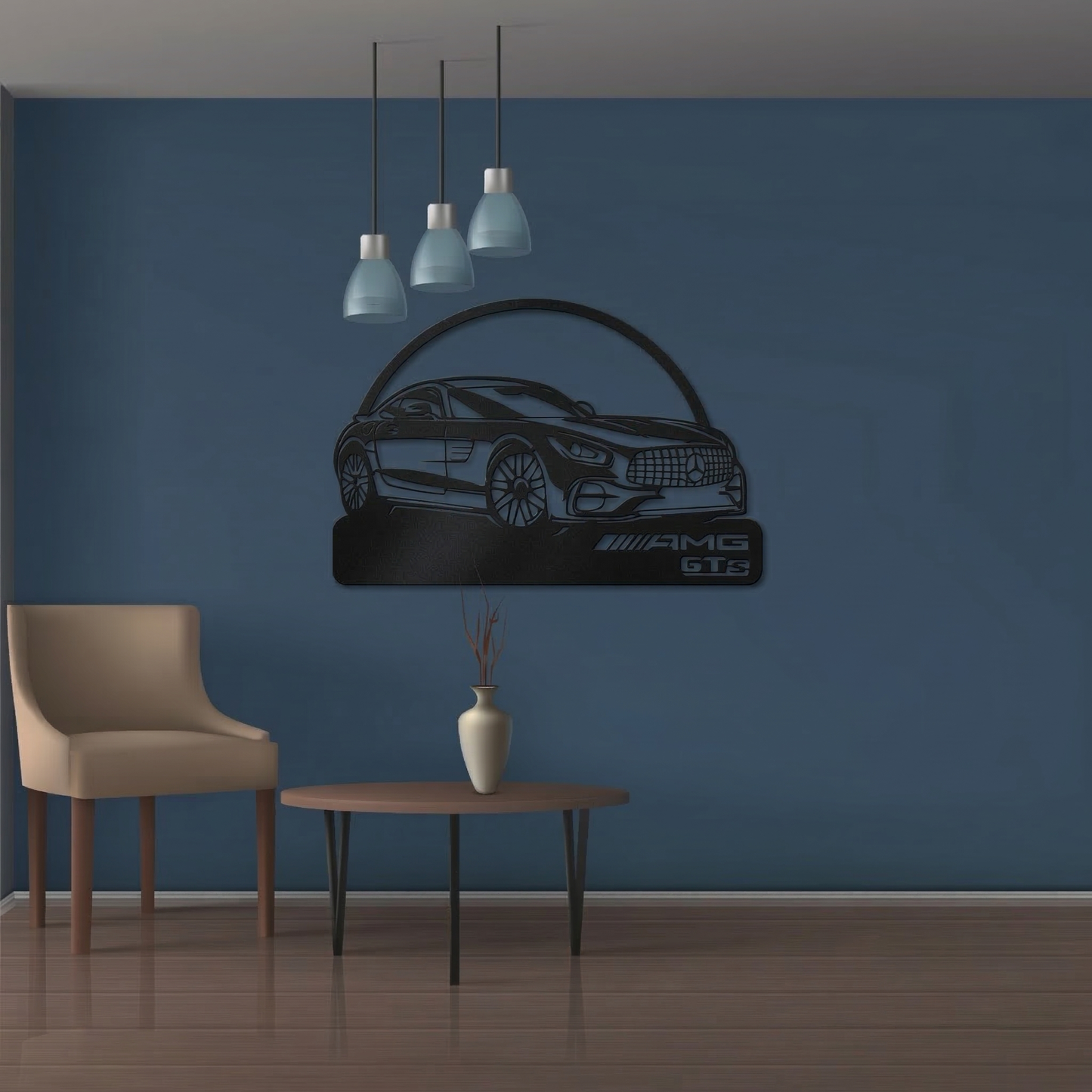 Mercedes-Benz AMG GTs Metal Wall Art - Modern Sports Car Silhouette Decor