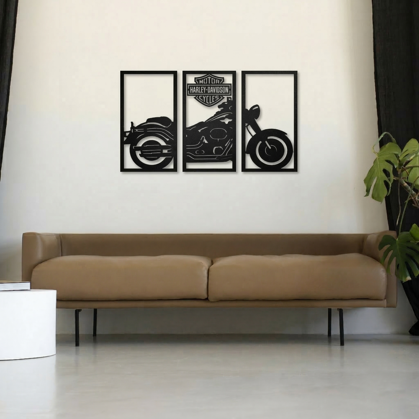 3-Piece Harley-Davidson Motorcycle Metal Wall Art - Classic Biker Silhouette Decor