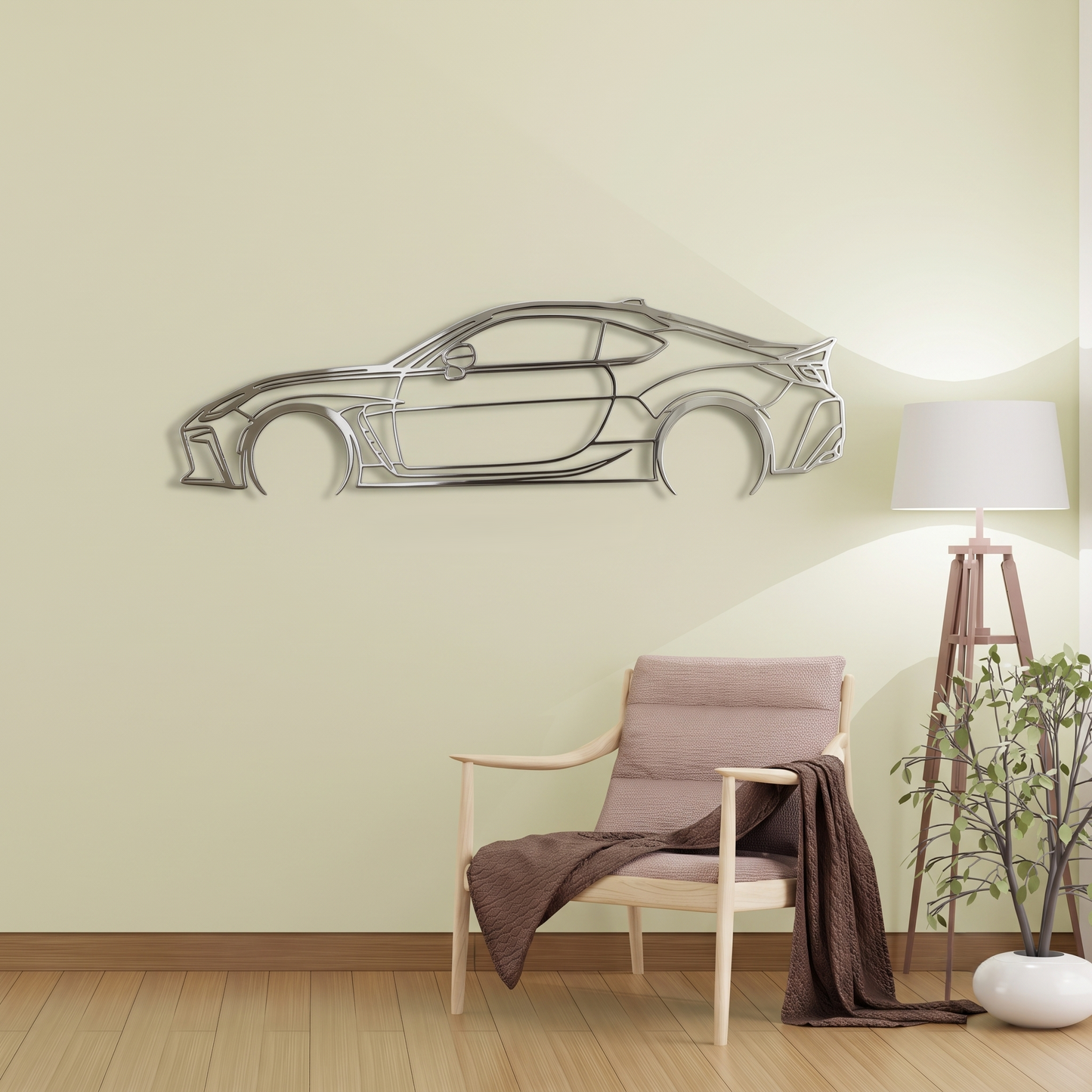 Sleek Sports Coupe Silhouette Metal Wall Art