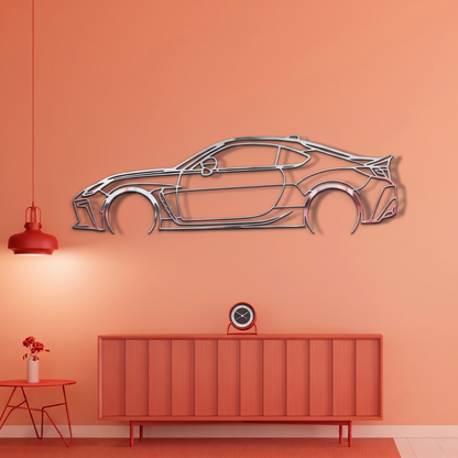 Sleek Sports Coupe Silhouette Metal Wall Art