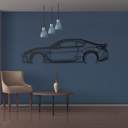 Sleek Sports Coupe Silhouette Metal Wall Art