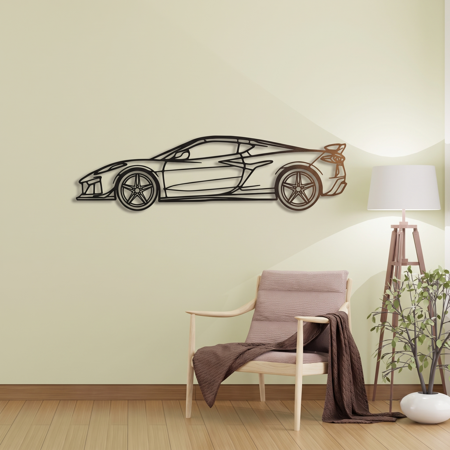 Sleek Supercar Silhouette Metal Wall Art