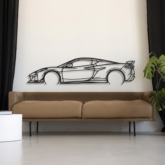 Sleek Supercar Silhouette Metal Wall Art