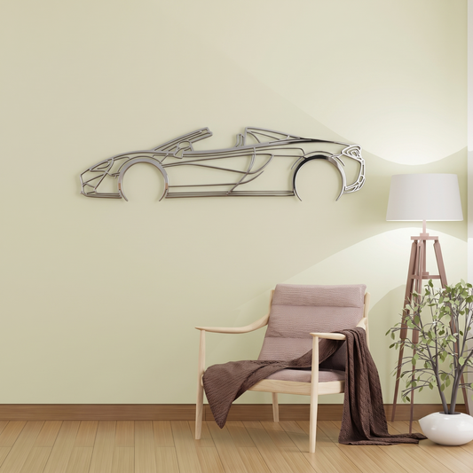 Thin Metal Roadster Silhouette Metal Wall Art