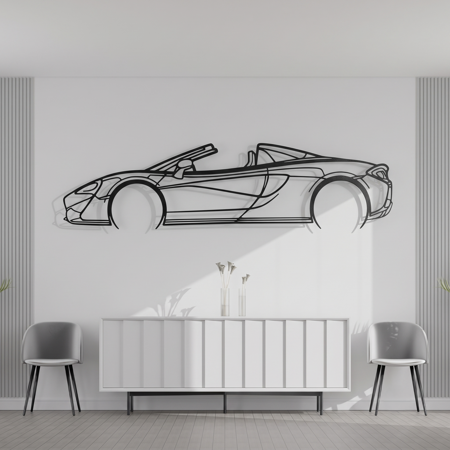 Thin Metal Roadster Silhouette Metal Wall Art