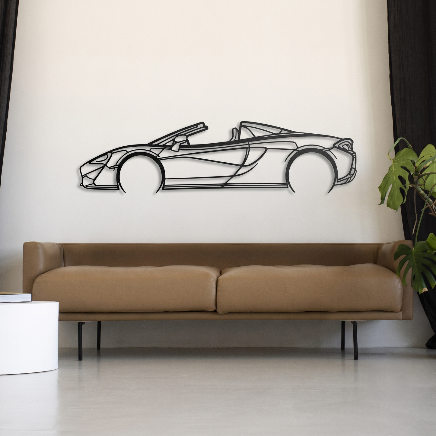 Thin Metal Roadster Silhouette Metal Wall Art