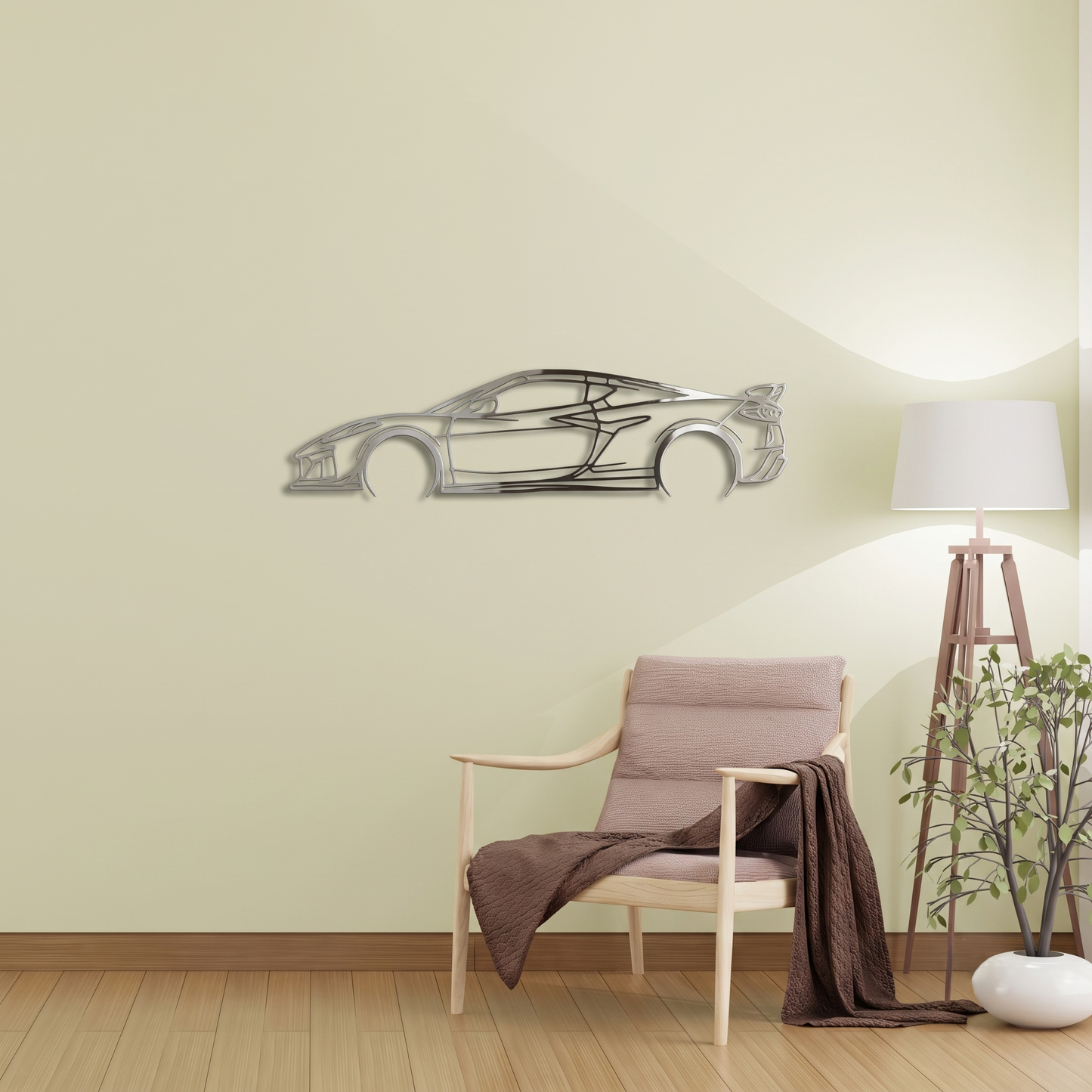 Sleek Supercar Silhouette Metal Wall Art