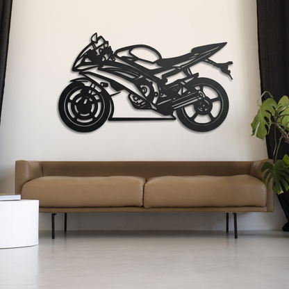 Sleek Yamaha YZF-R6 Sportbike Metal Wall Art