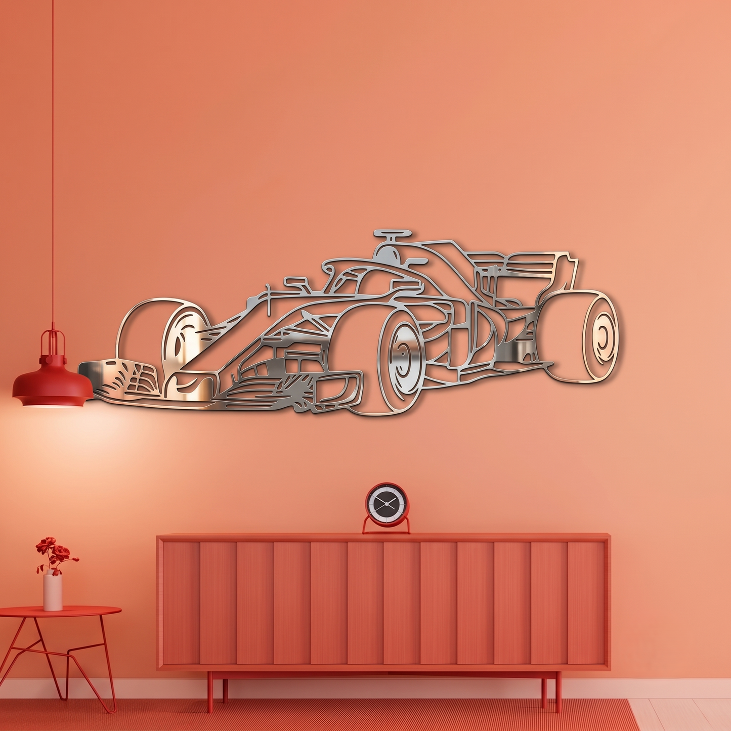 Sleek Formula 1 Race Car Metal Wall Art