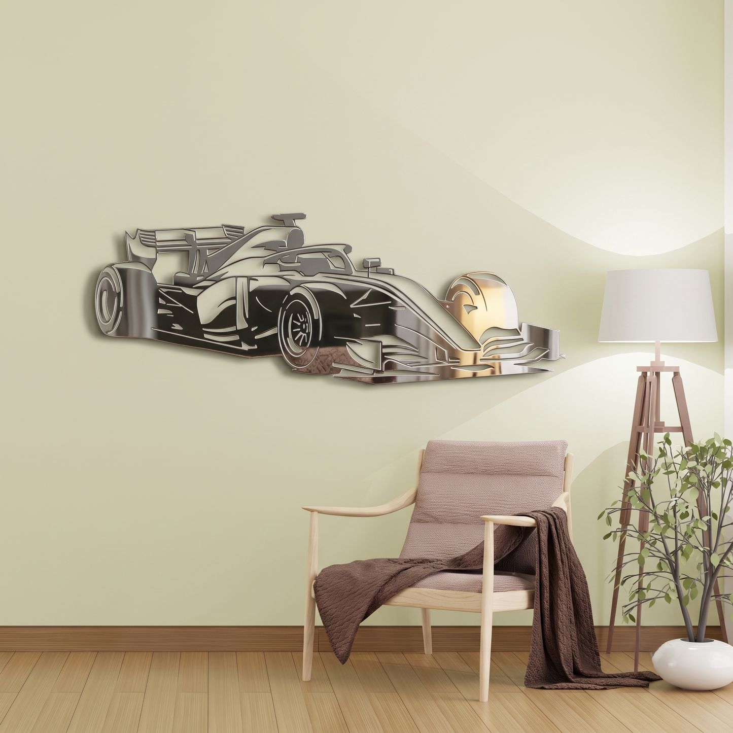 Modern F1 Grand Prix Car Metal Wall Decor