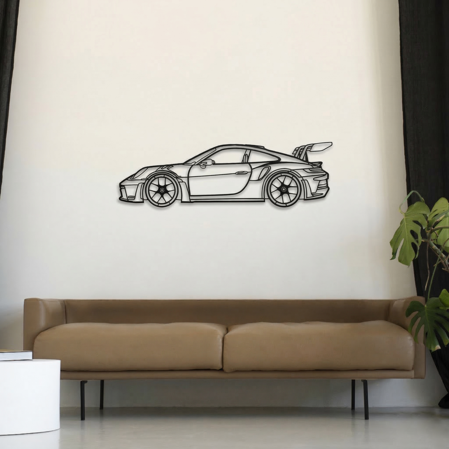 Modern Supercar Metal Wall Art - Sleek Sports Car Silhouette Decor