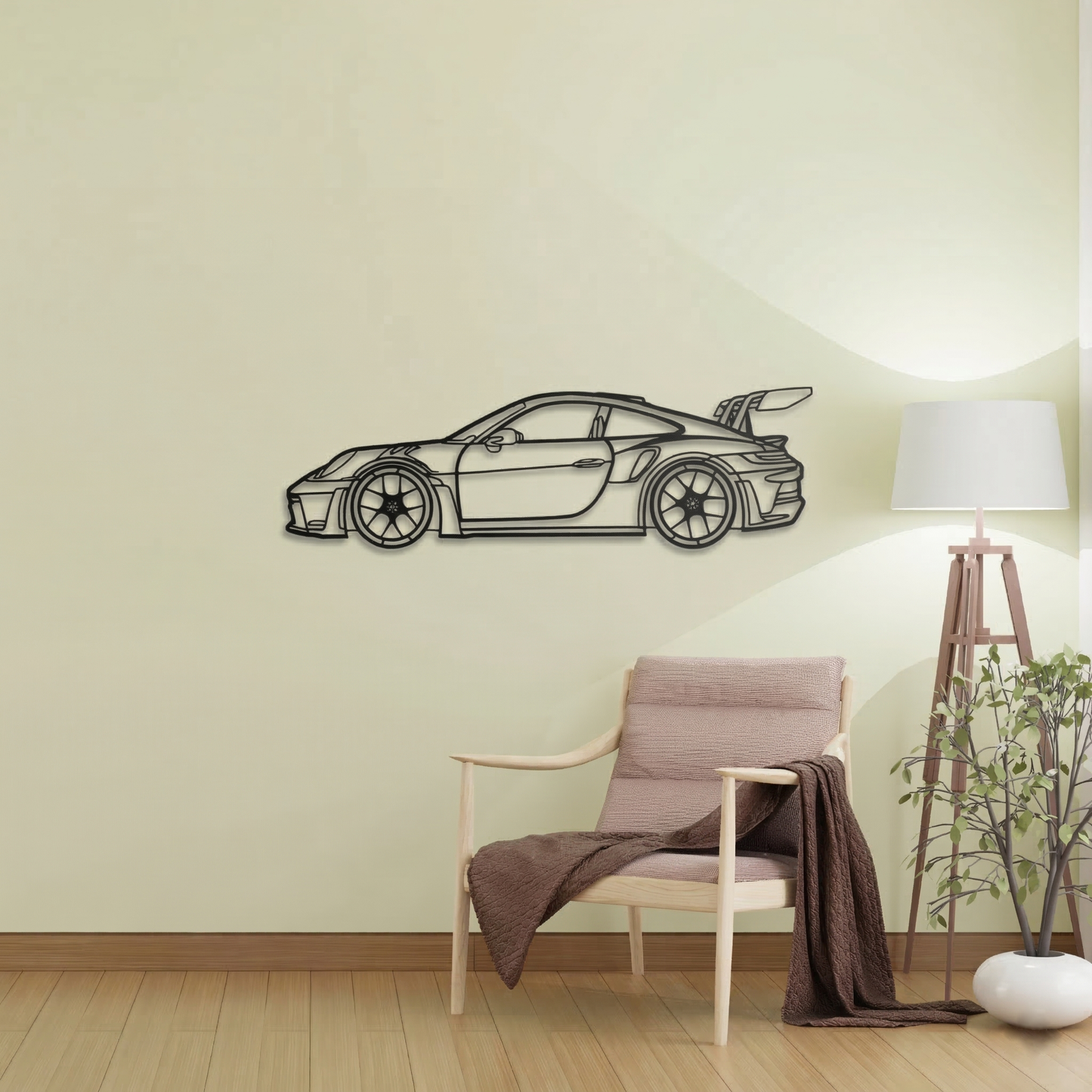 Modern Supercar Metal Wall Art - Sleek Sports Car Silhouette Decor