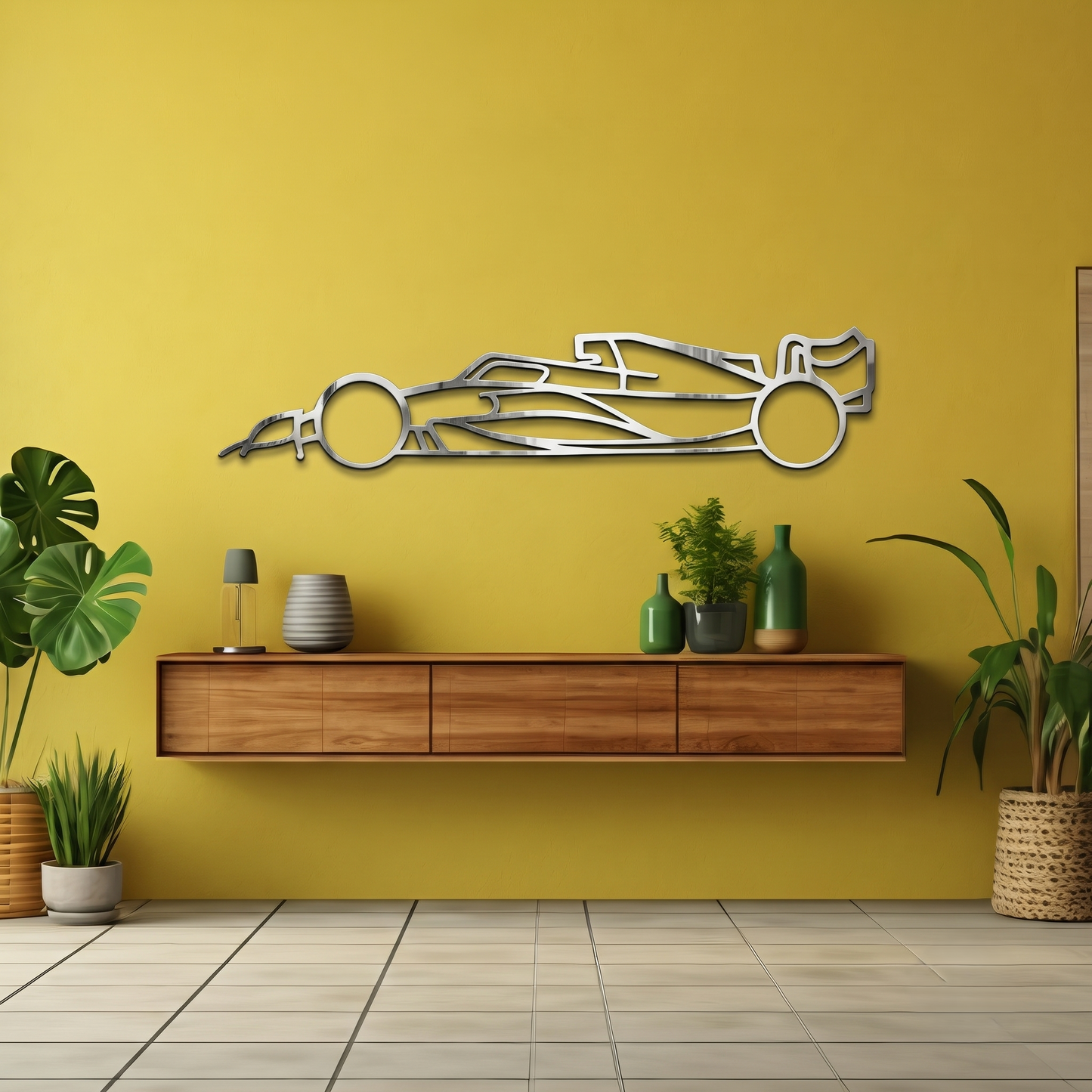 Sleek Formula 1 Silhouette Metal Wall Art