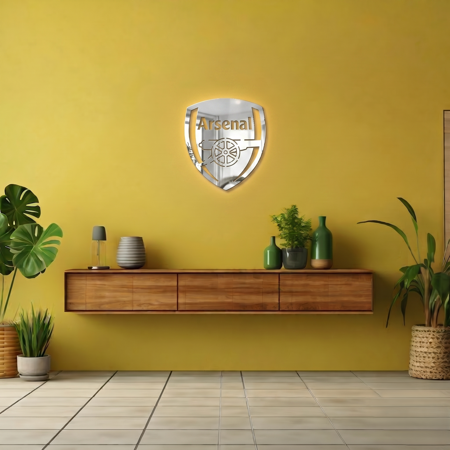 Arsenal FC Crest Metal Wall Art - Modern Soccer Club Logo Decor for Game Room & Office