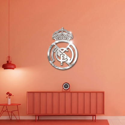 Real Madrid Crest Metal Wall Art - Modern Soccer Club Logo Decor for Game Room & Office