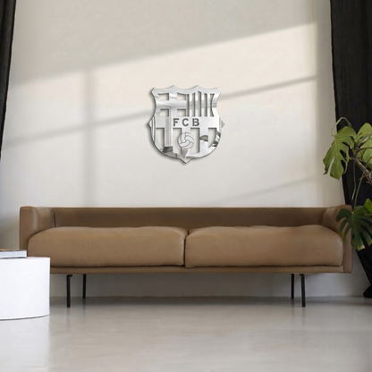 FC Barcelona Crest Metal Wall Art - Modern Soccer Club Logo Decor for Game Room & Living Space