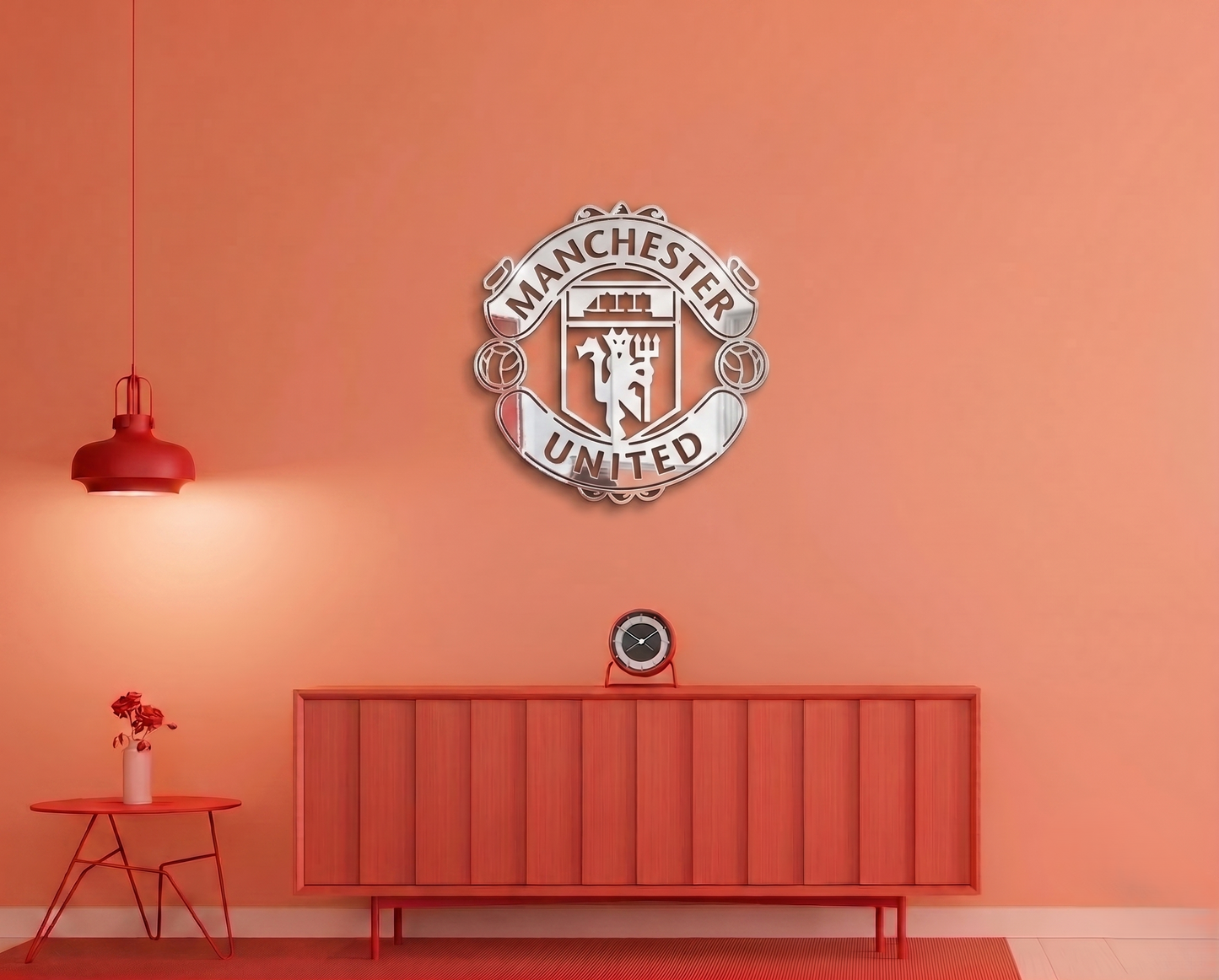 Manchester United Crest Metal Wall Art - Modern Soccer Club Logo Decor for Living Room & Office
