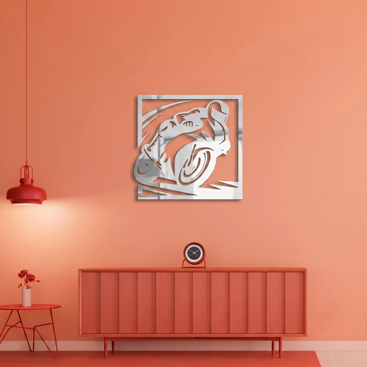 Sportbike Motorcycle Racing Metal Wall Art - Modern Motorbike Silhouette Decor for Garage & Man Cave