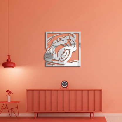 Sportbike Motorcycle Racing Metal Wall Art - Modern Motorbike Silhouette Decor for Garage & Man Cave