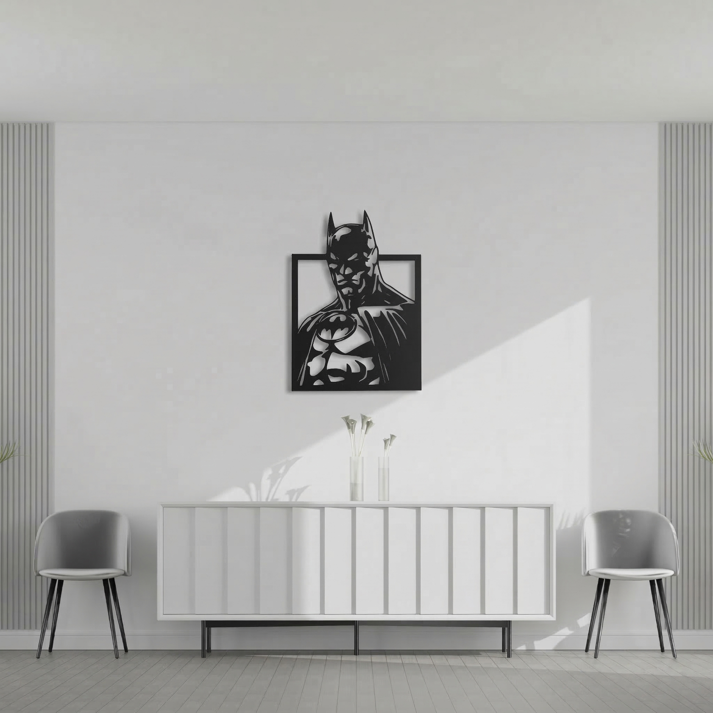 Batman Superhero Metal Wall Art - Modern Comic Silhouette Home Decor for Game Room & Bedroom
