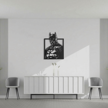 Batman Superhero Metal Wall Art - Modern Comic Silhouette Home Decor for Game Room & Bedroom