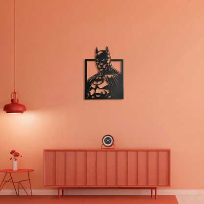 Batman Superhero Metal Wall Art - Modern Comic Silhouette Home Decor for Game Room & Bedroom