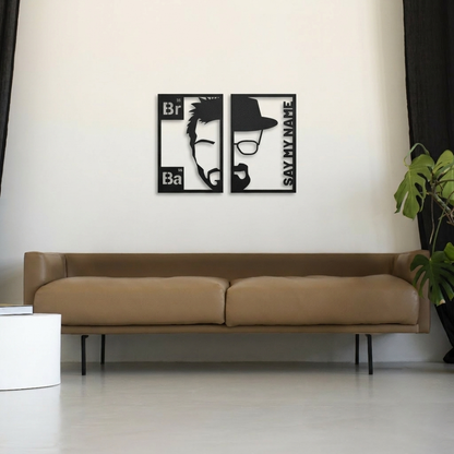 Breaking Bad "Say My Name" Metal Wall Art - 2-Piece Walter & Jesse Silhouette Home Decor
