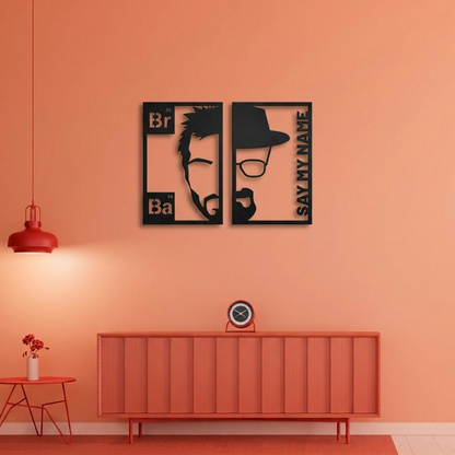 Breaking Bad "Say My Name" Metal Wall Art - 2-Piece Walter & Jesse Silhouette Home Decor