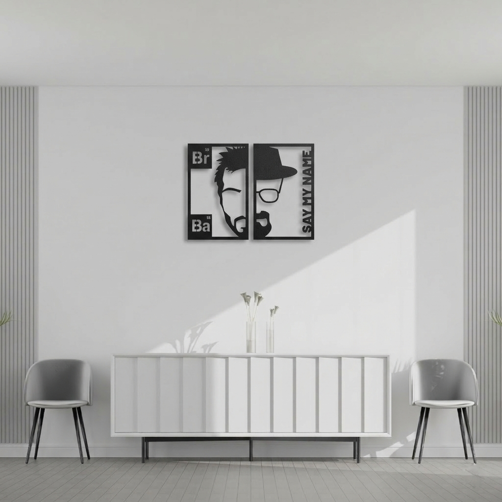 Breaking Bad "Say My Name" Metal Wall Art - 2-Piece Walter & Jesse Silhouette Home Decor