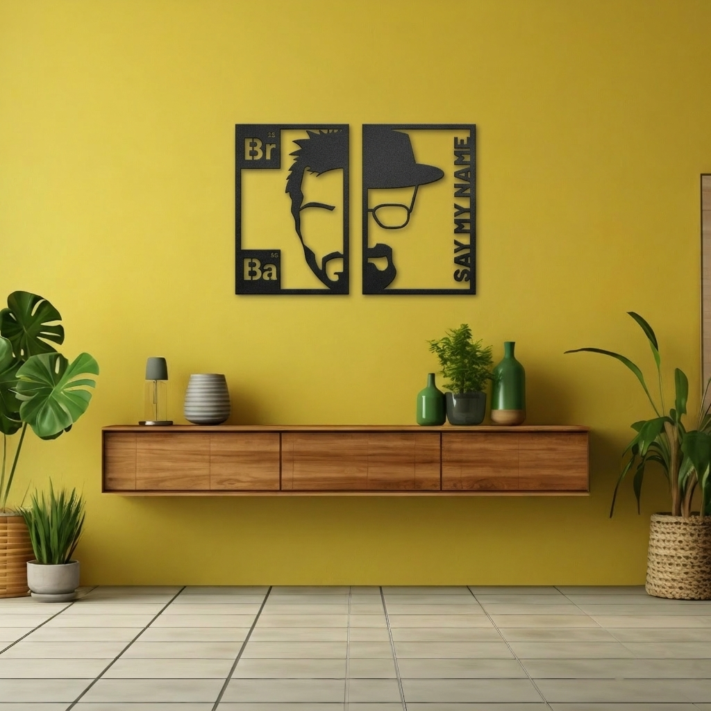 Breaking Bad "Say My Name" Metal Wall Art - 2-Piece Walter & Jesse Silhouette Home Decor