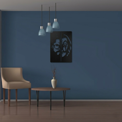 La Casa De Papel "Money Heist" Metal Wall Art - Professor & Dali Mask Silhouette Decor