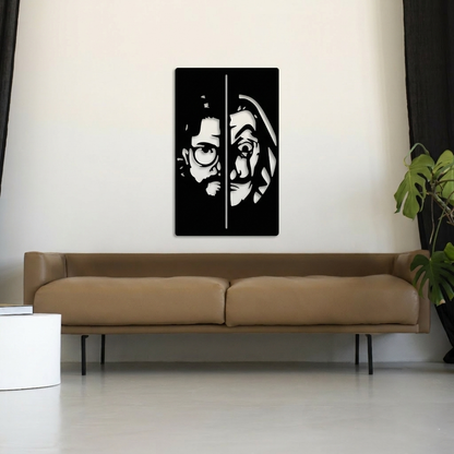 La Casa De Papel "Money Heist" Metal Wall Art - Professor & Dali Mask Silhouette Decor