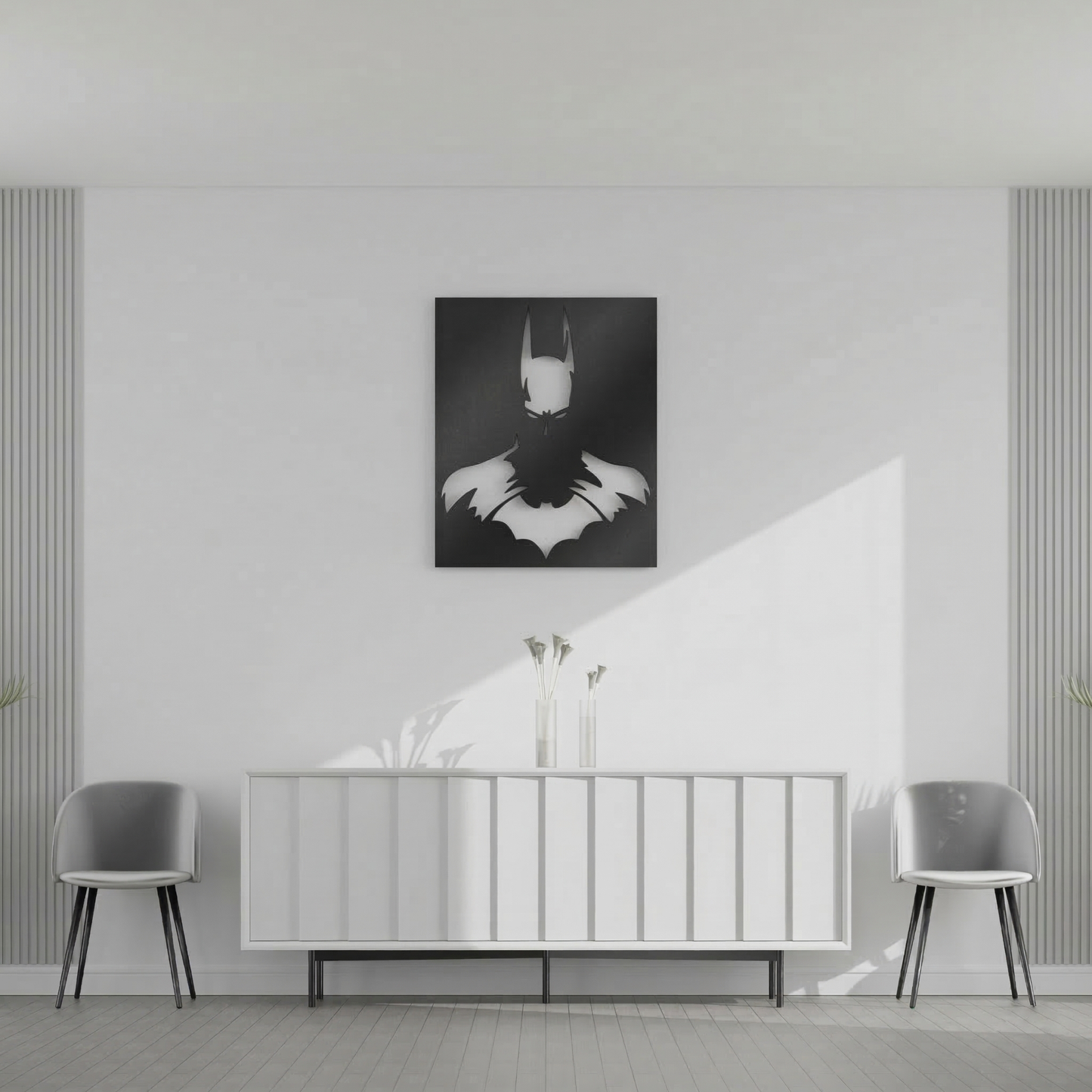 Batman Cutout Portrait Metal Wall Art - Modern Superhero Silhouette Home Decor